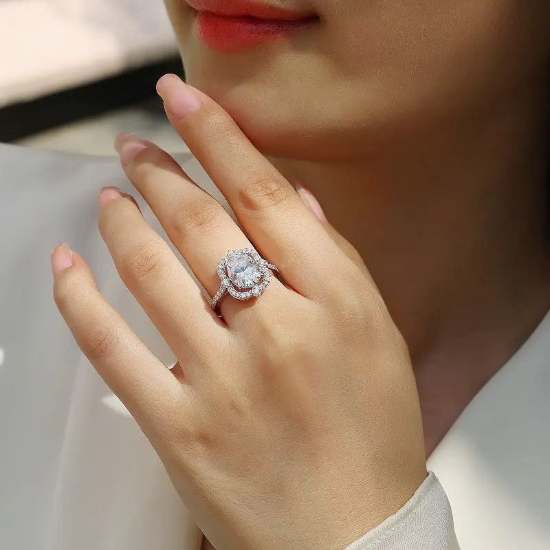 Alternative view of Luxury 3 Carat Oval Moissanite Engagement Ring for Women