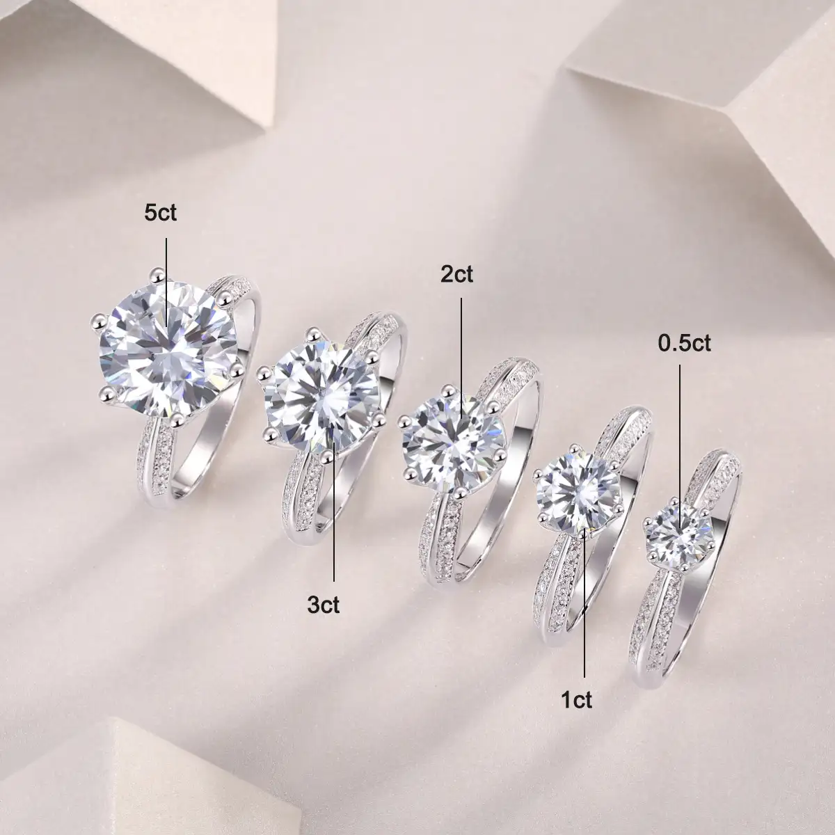 Luxury S925 Sterling Silver Moissanite Promise Rings for Her - Image 5