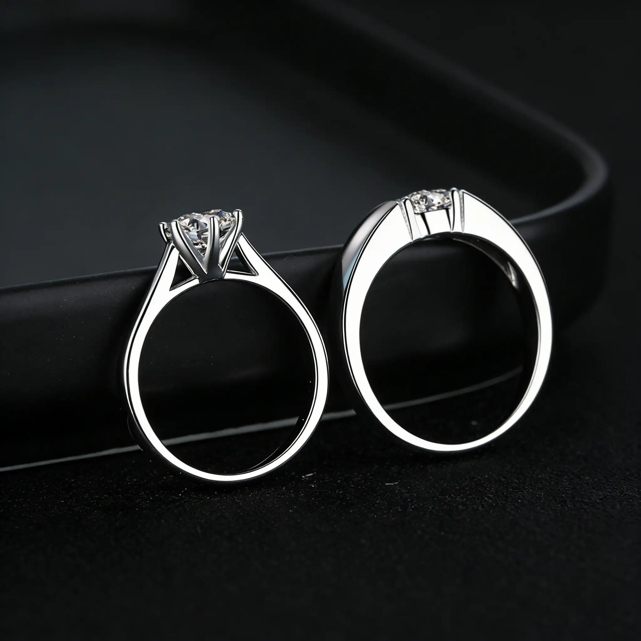 Minimalist Couples S925 Sterling Silver 1 Carat Moissanite Ring - Image 5