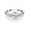S925 Sterling Silver Moissanite 3 Stone Oval Engagement Ring