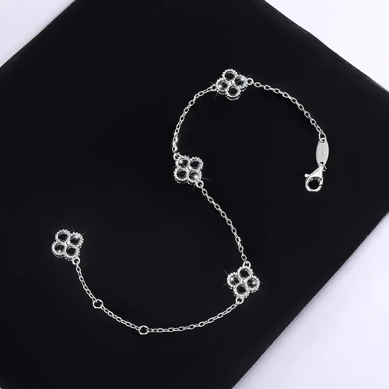 S925 Sterling Silver Moissanite Clover Bracelet for Women - Image 5