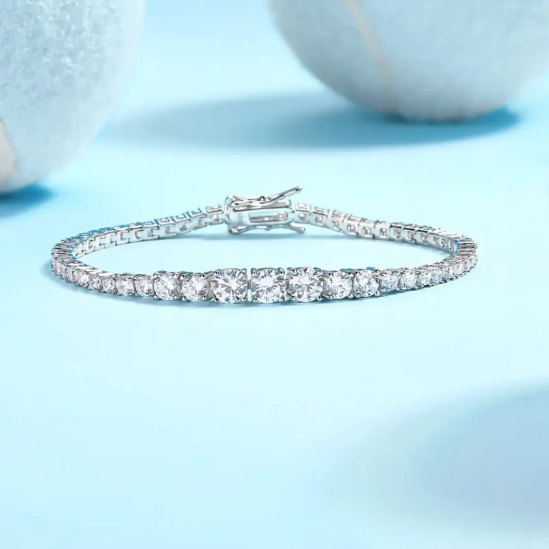 S925 Sterling Silver Womens Moissanite Tennis Bracelet