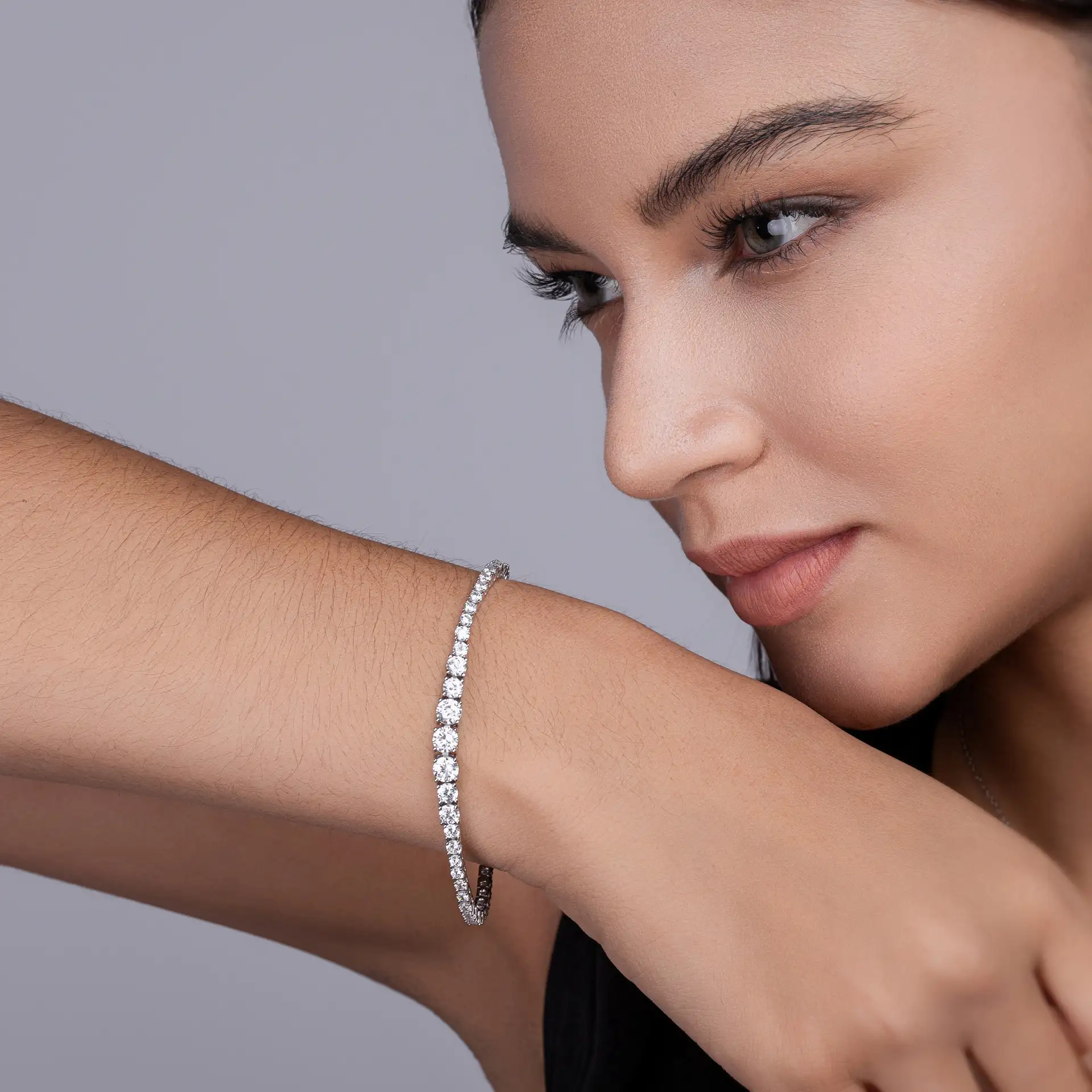 S925 Sterling Silver Womens Moissanite Tennis Bracelet - Image 2