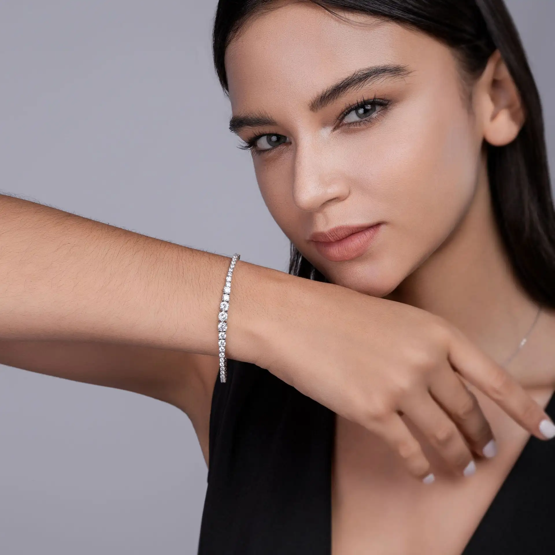 S925 Sterling Silver Womens Moissanite Tennis Bracelet - Image 3