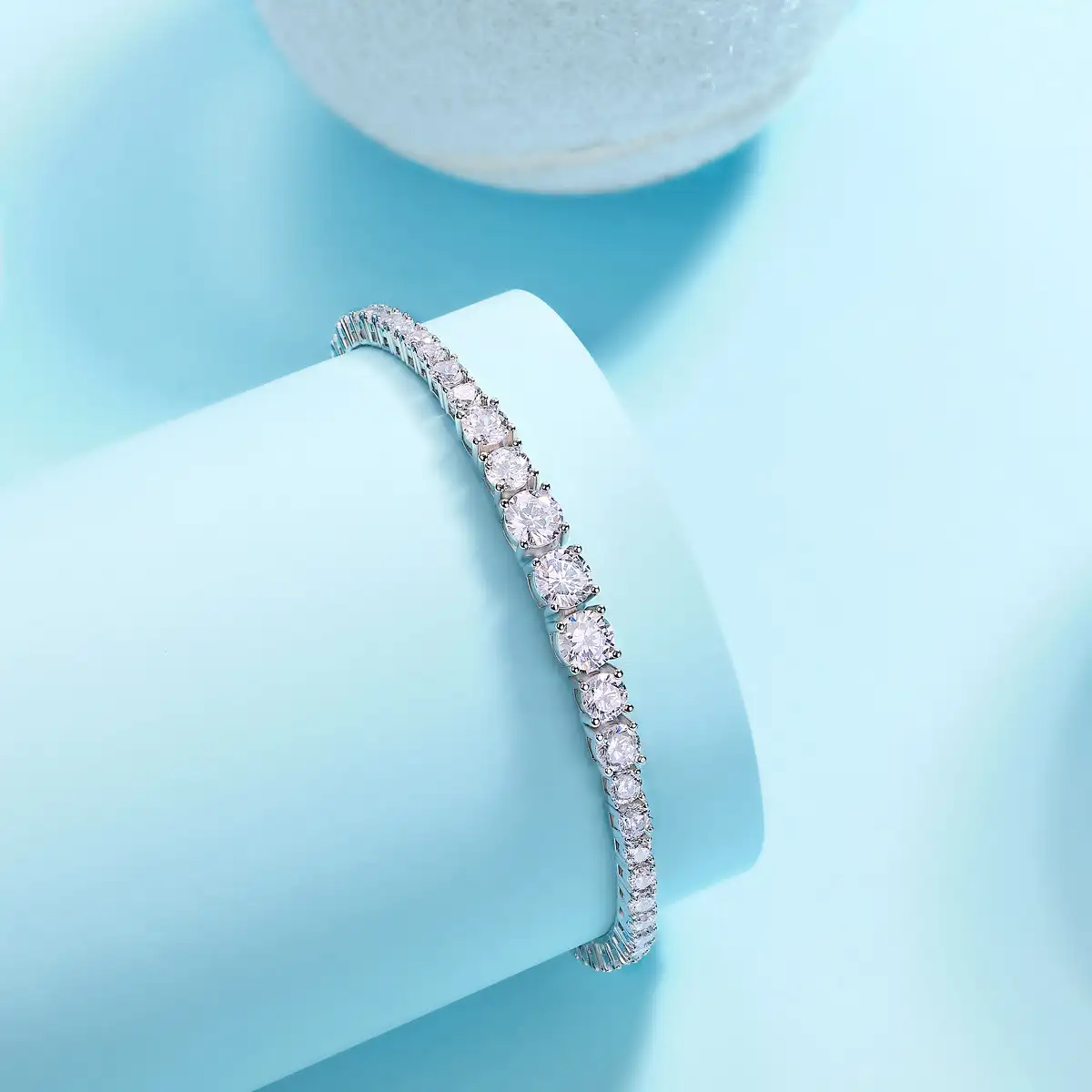 S925 Sterling Silver Womens Moissanite Tennis Bracelet - Image 4