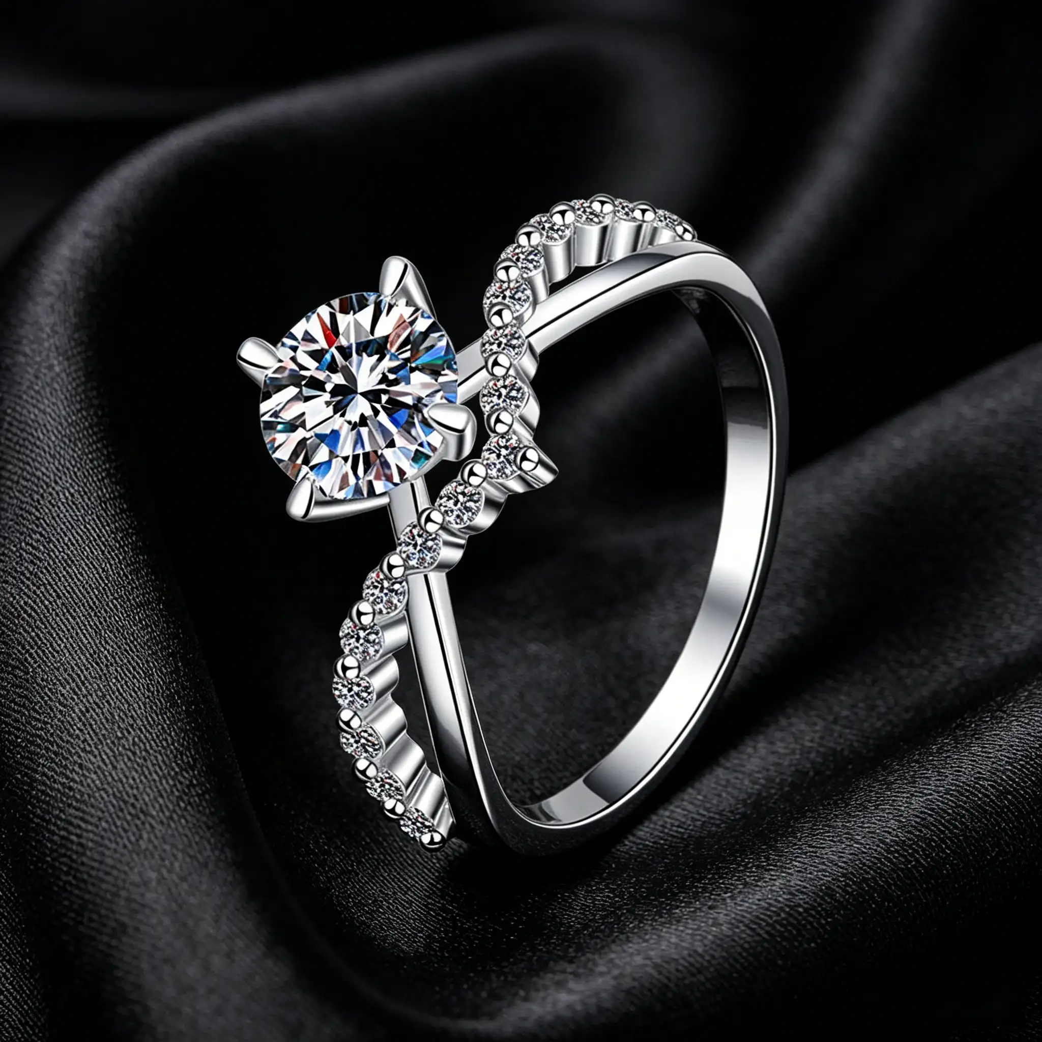 Sweet Crown S925 Sterling Silver Lab Created Moissanite Ring for Lady - Image 4