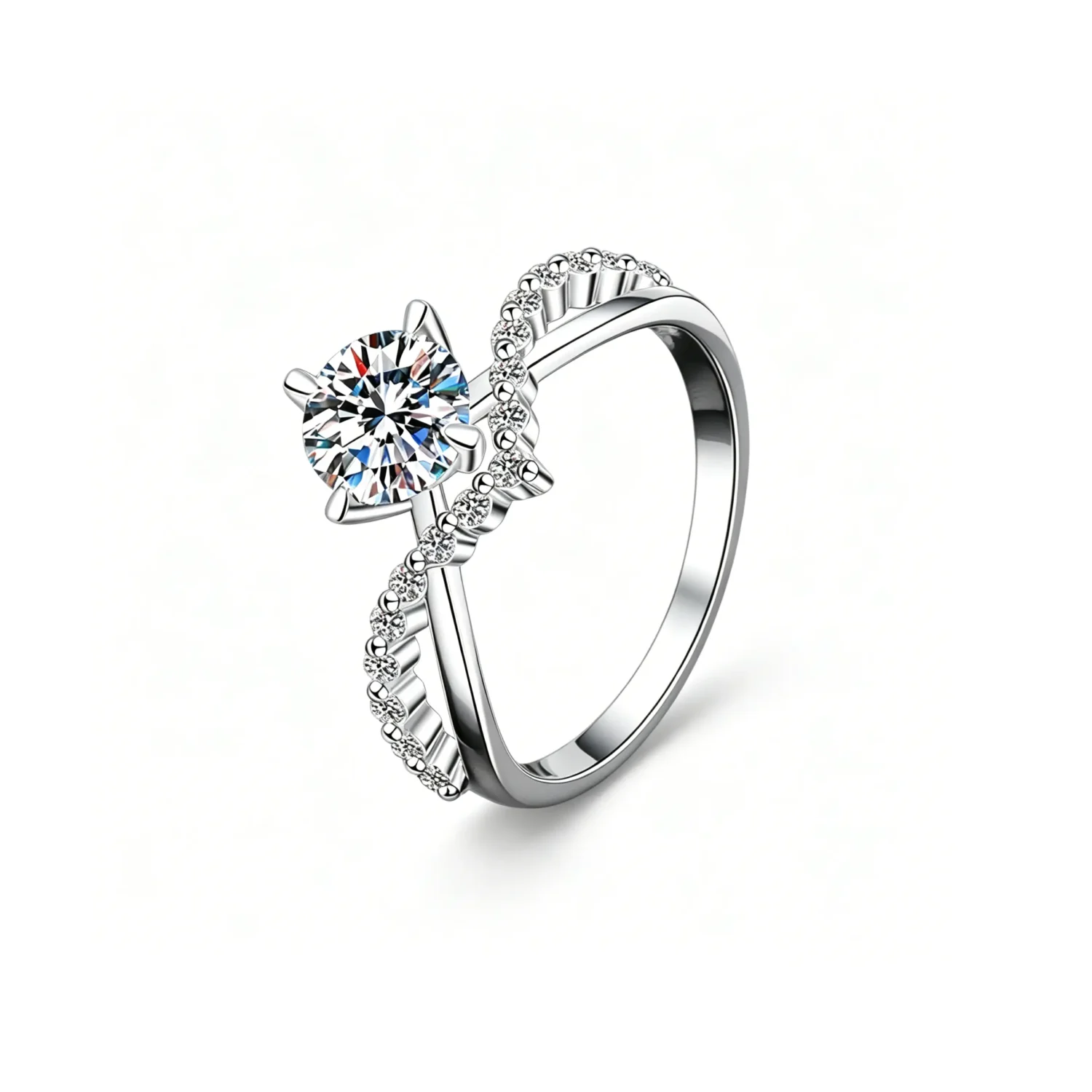 Sweet Crown S925 Sterling Silver Lab Created Moissanite Ring for Lady
