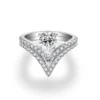 Vintage S925 Sterling Silver Pear Shaped Moissanite Rings Set