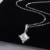1-2 Carat S925 Sterling Silver Princess Cut Moissanite Necklace
