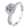 1ct Bud Sterling Silver Women's Moissanite Engagement Ring
