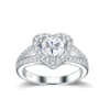 1ct S925 Sterling Silver Heart Moissanite Ring for Women