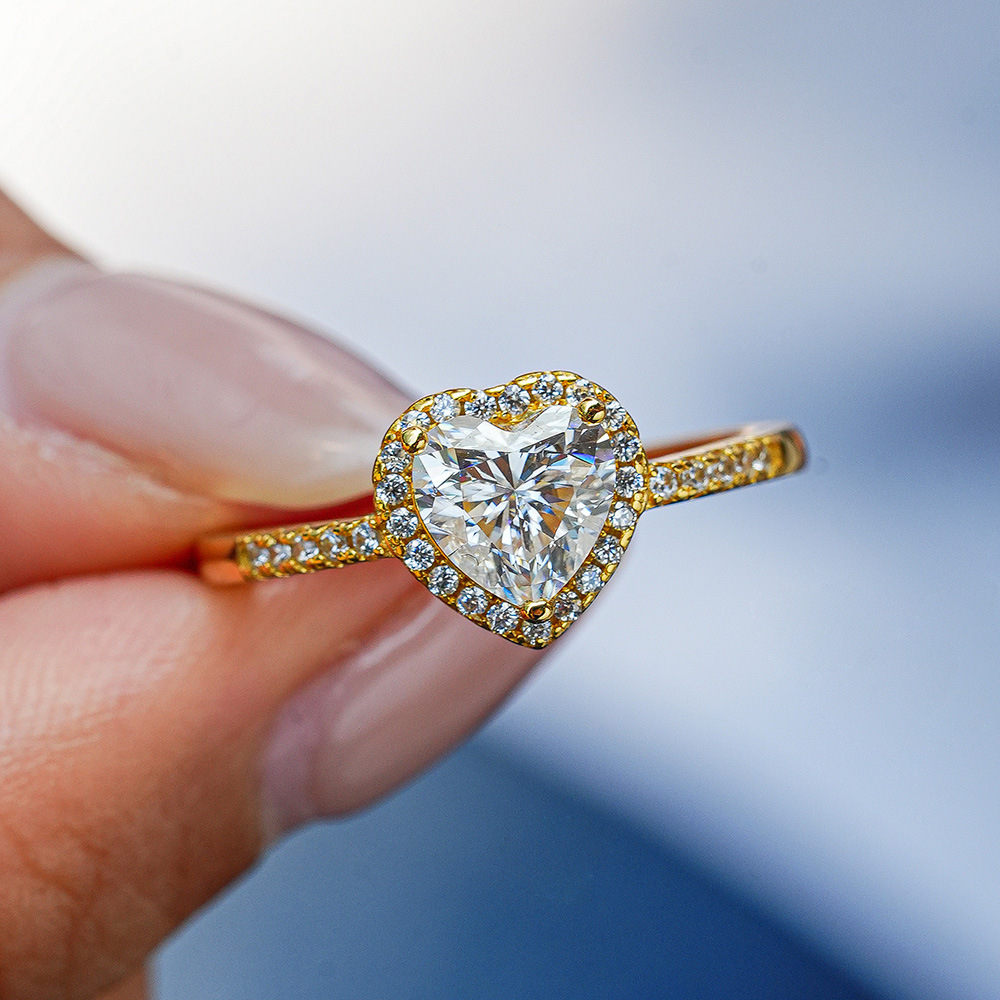 1ct Sterling Silver Heart Shaped Moissanite Engagement Ring - Image 3