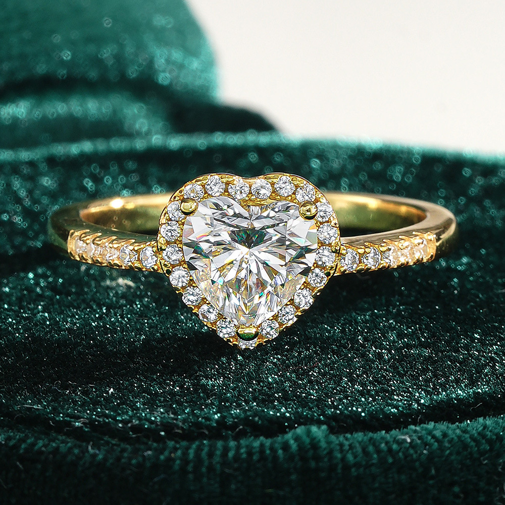1ct Sterling Silver Heart Shaped Moissanite Engagement Ring - Image 5