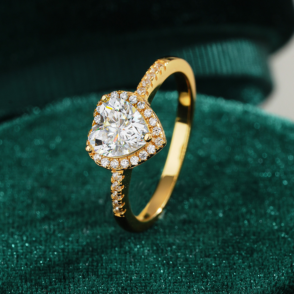 1ct Sterling Silver Heart Shaped Moissanite Engagement Ring - Image 4