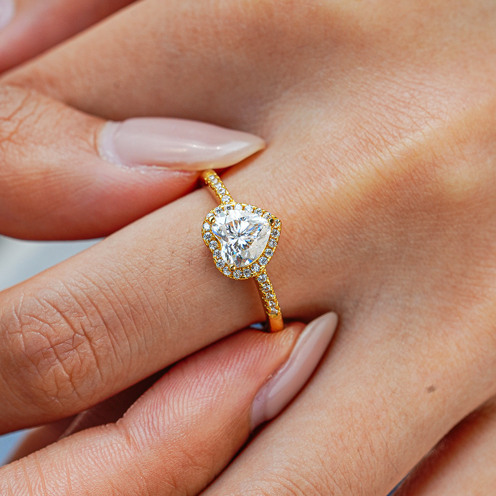 Alternative view of 1ct Sterling Silver Heart Shaped Moissanite Engagement Ring