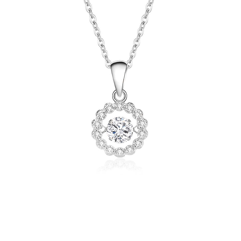 Elegant Round S925 Sterling Silver Moissanite Women's Necklace