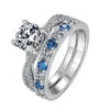 Luxury S925 Sterling Silver Moissanite Wedding Ring Set