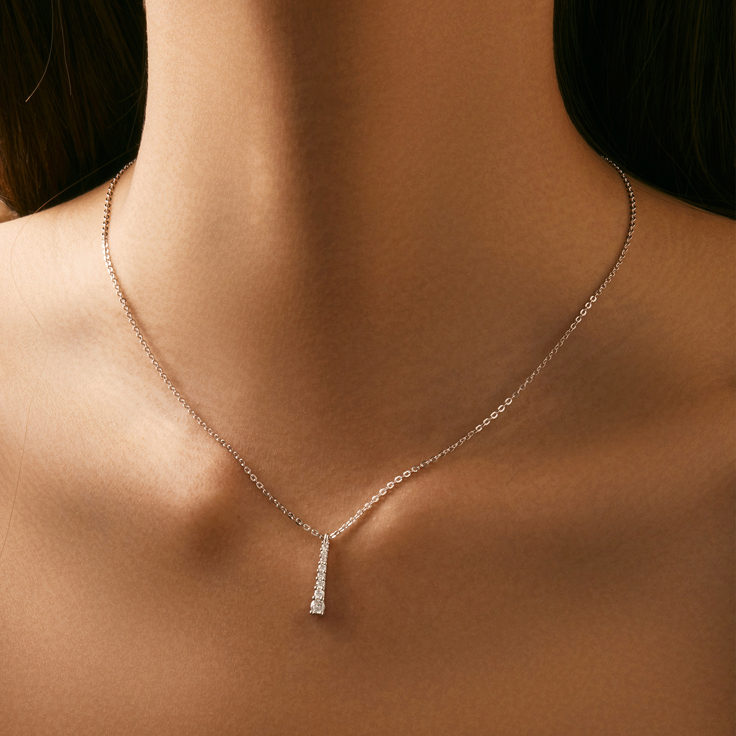 Alternative view of Minimalist S925 Sterling Silver D-Color Moissanite Necklace