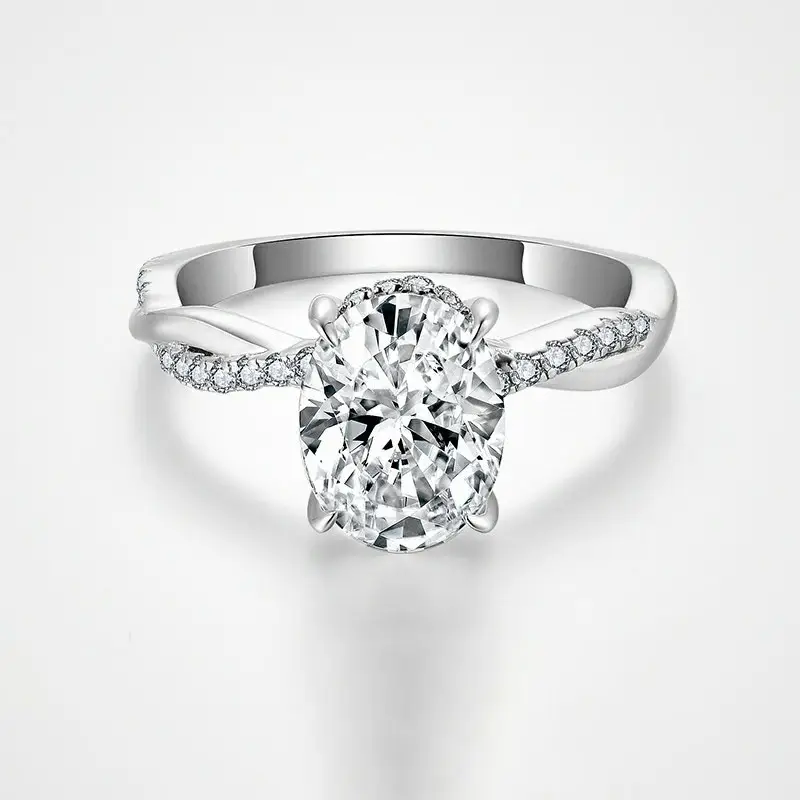 S925 Sterling Silver 2ct Oval Moissanite Ring for Women - Image 4