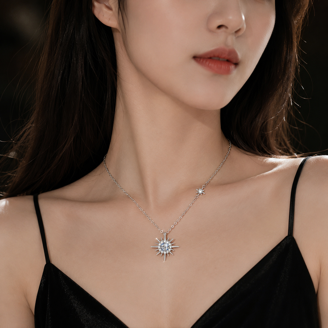 Alternative view of S925 Sterling Silver Moissanite Star Necklace for Women