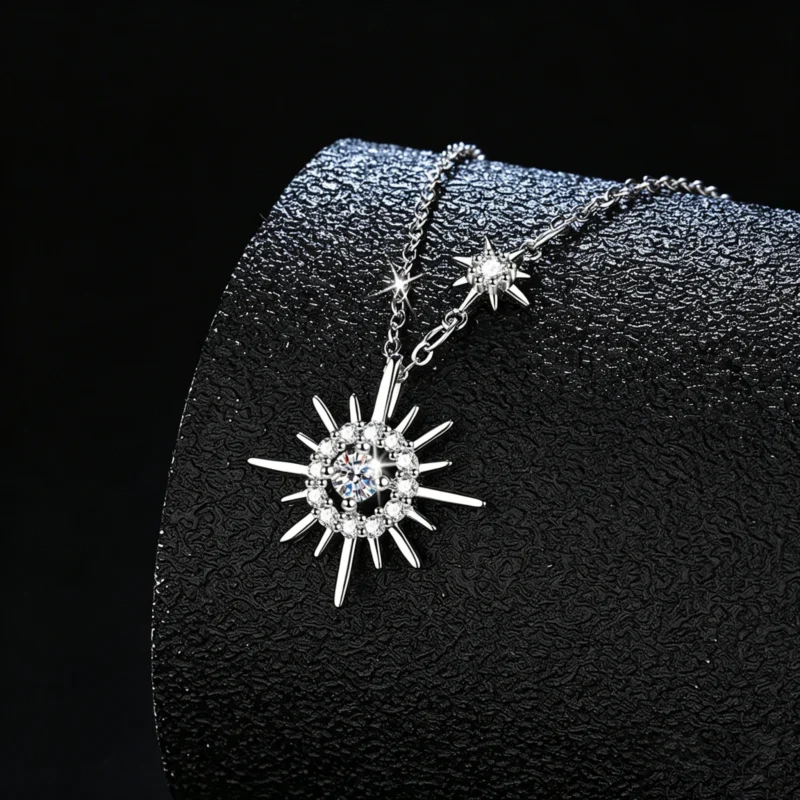 S925 Sterling Silver Moissanite Star Necklace for Women