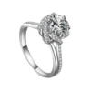 Sweet Bud-shaped Silver Round Moissanite Engagement Ring