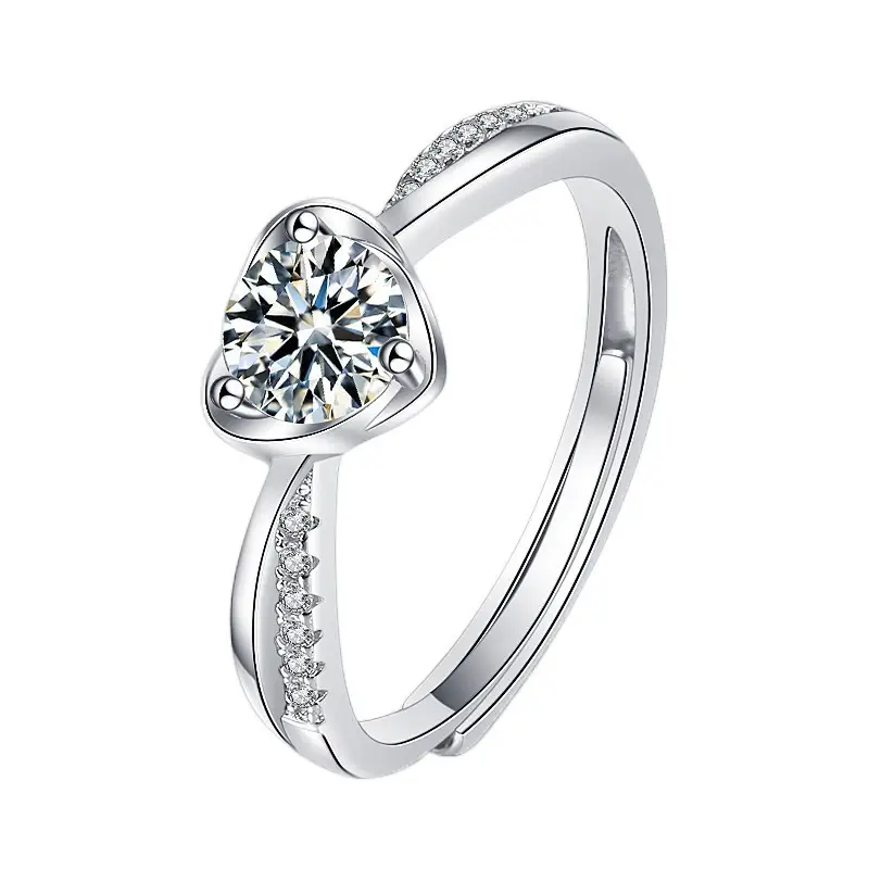 0.5ct S925 Sterling Silver Heart Promise Moissanite Ring
