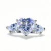 1-3ct S925 Sterling Silver Womens 3 Stone Heart Moissanite Ring