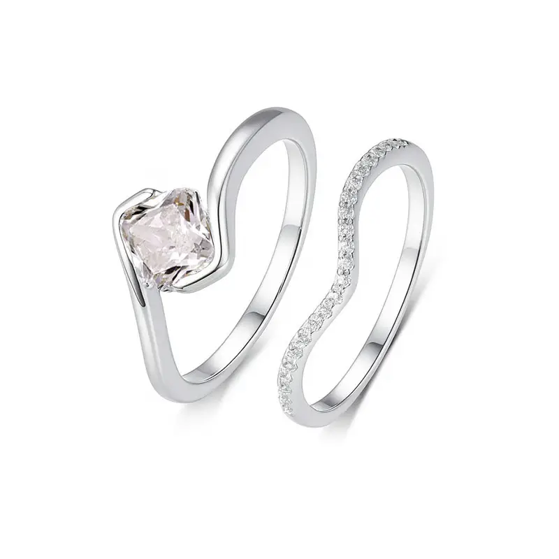 1.2 Carat S925 Sterling Silver Princess Cut Moissanite Rings