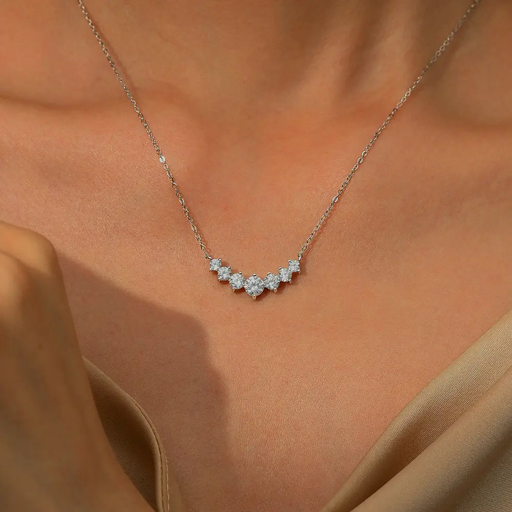 Alternative view of 1.7ct-5ct Smile S925 Sterling Silver Moissanite Pendant Necklace