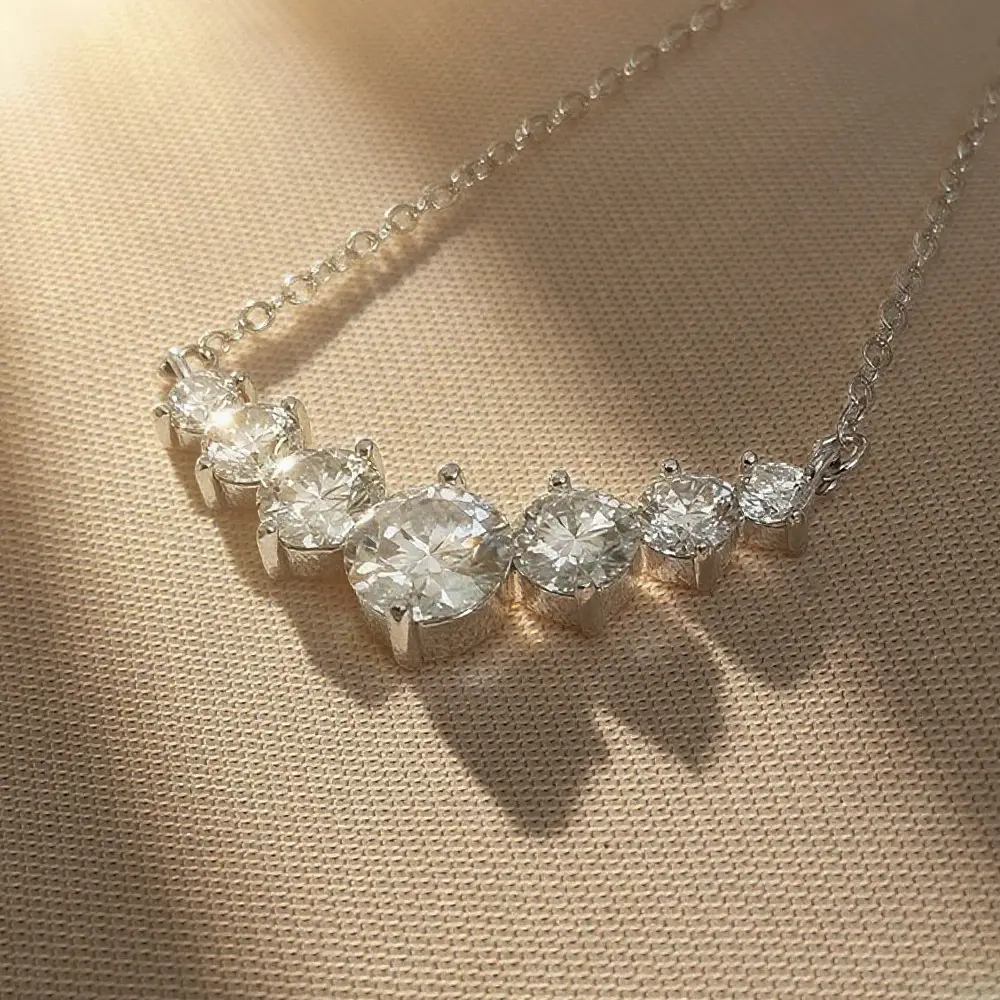 1.7ct-5ct Smile S925 Sterling Silver Moissanite Pendant Necklace