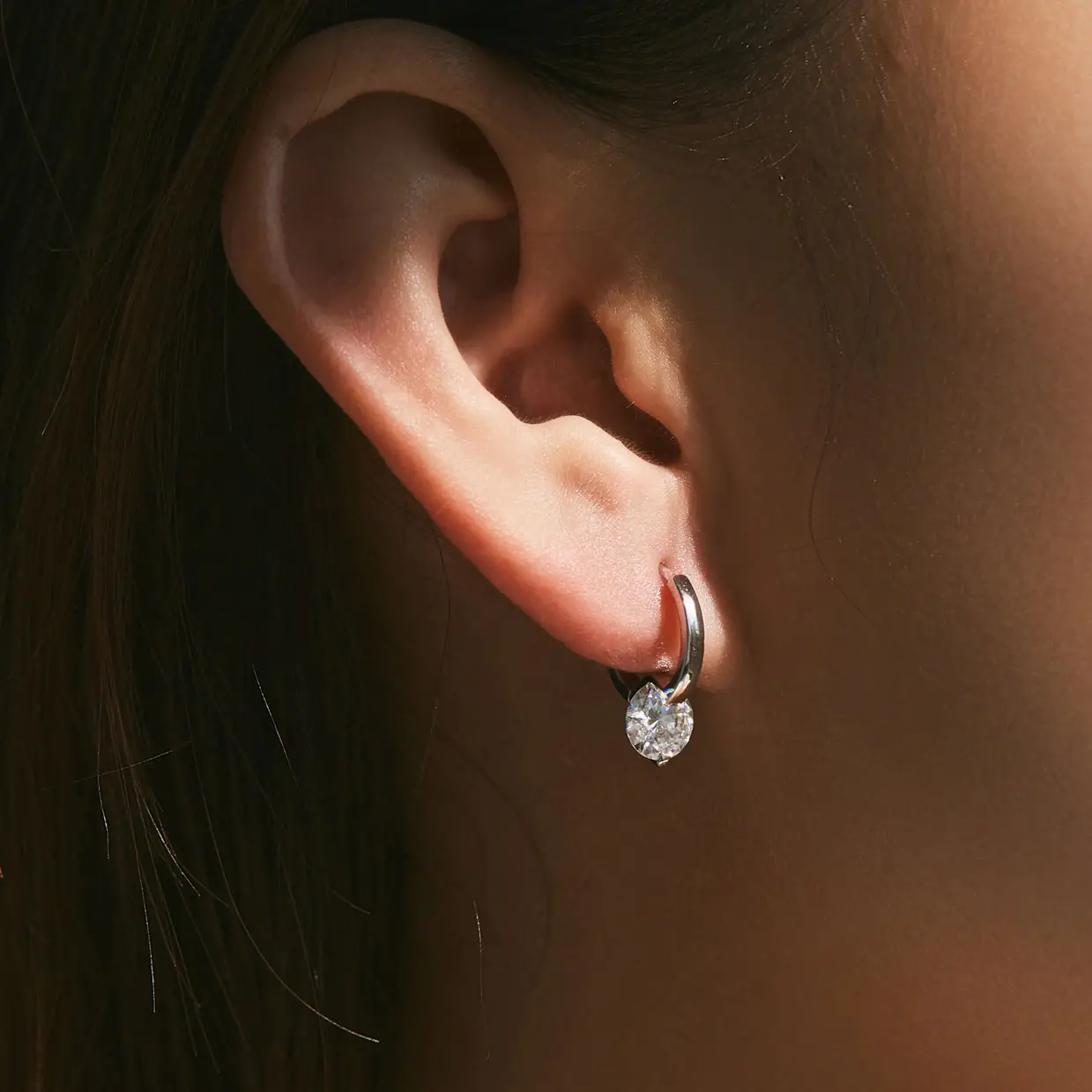 Alternative view of Chic D-Color 2ct Moissanite Hoop Earrings for Women