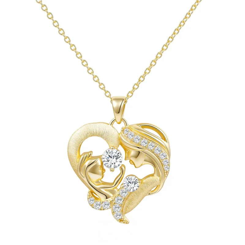 Chic Heart S925 Sterling Silver Moissanite Necklace for Mom