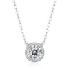Chic S925 Sterling Silver Bezel Set Moissanite Necklace