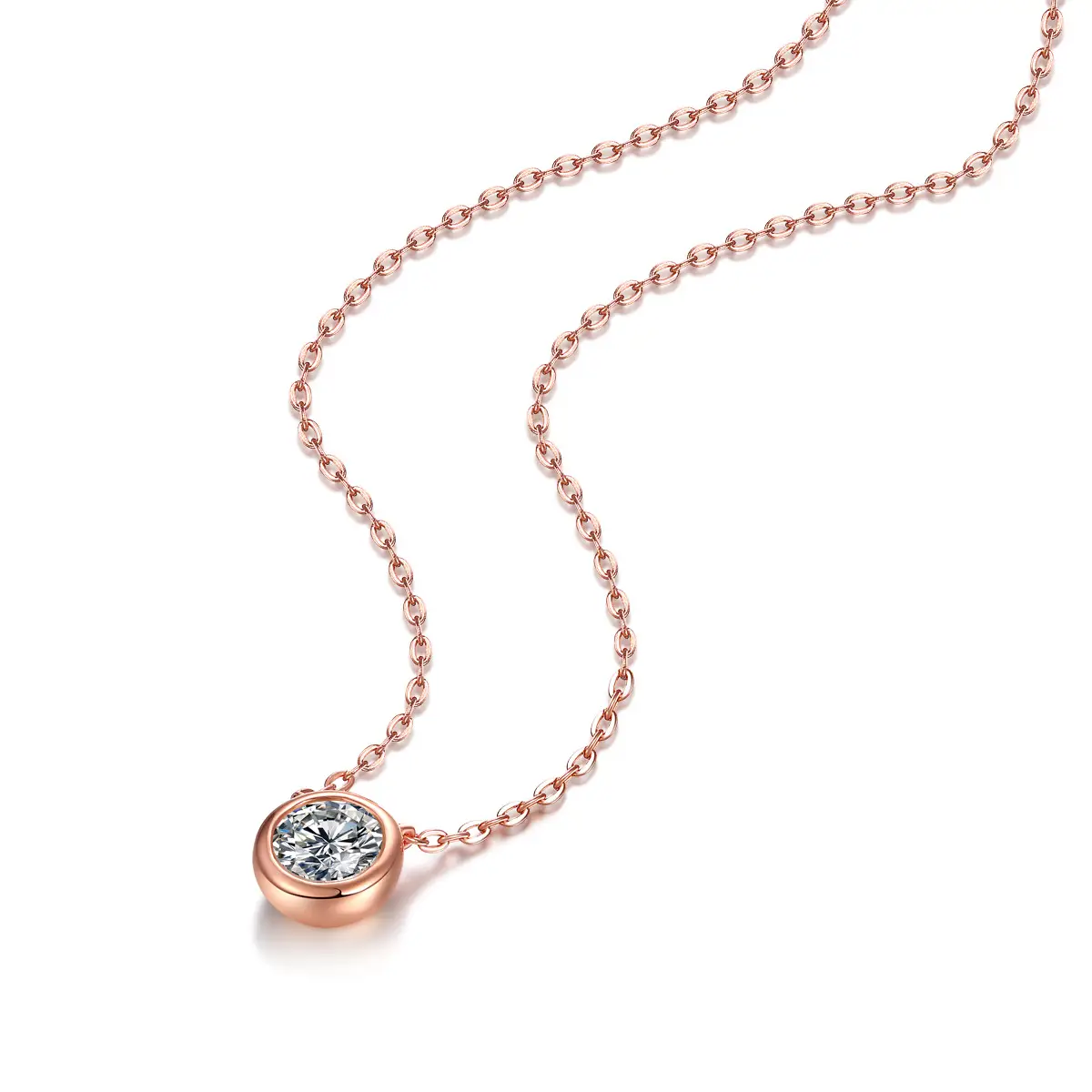 Chic S925 Sterling Silver Bezel Set Moissanite Necklace - Image 3