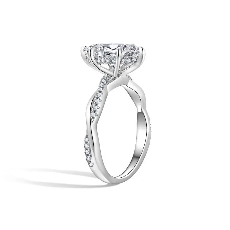 Elegant S925 Sterling Silver 2 Carat Marquise Moissanite Ring - Image 4