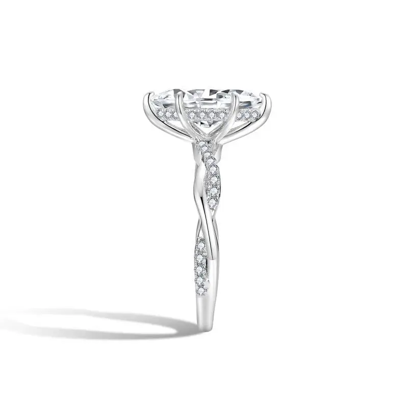 Elegant S925 Sterling Silver 2 Carat Marquise Moissanite Ring - Image 5