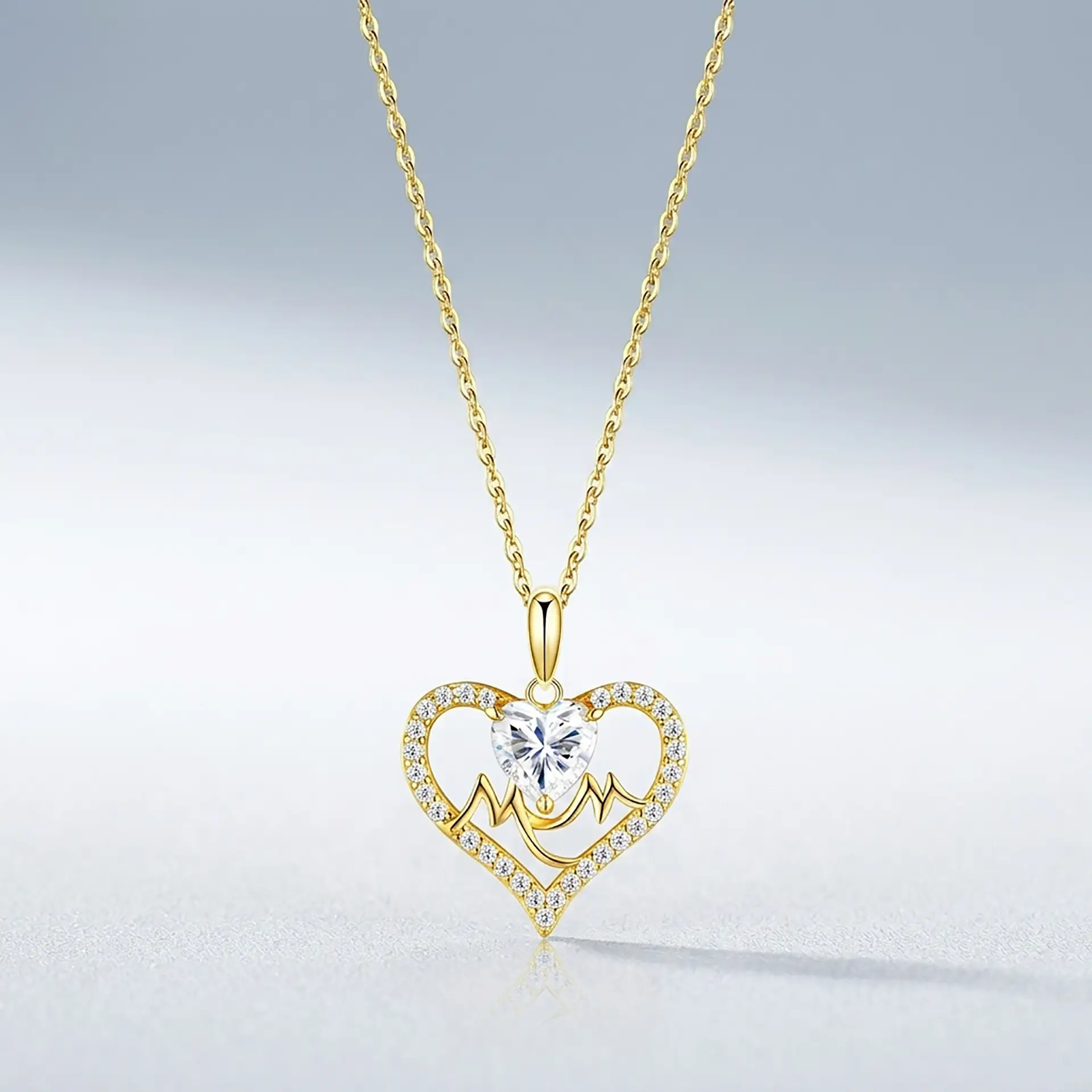 Elegant Silver Heart-cut Moissanite Necklace for Mom