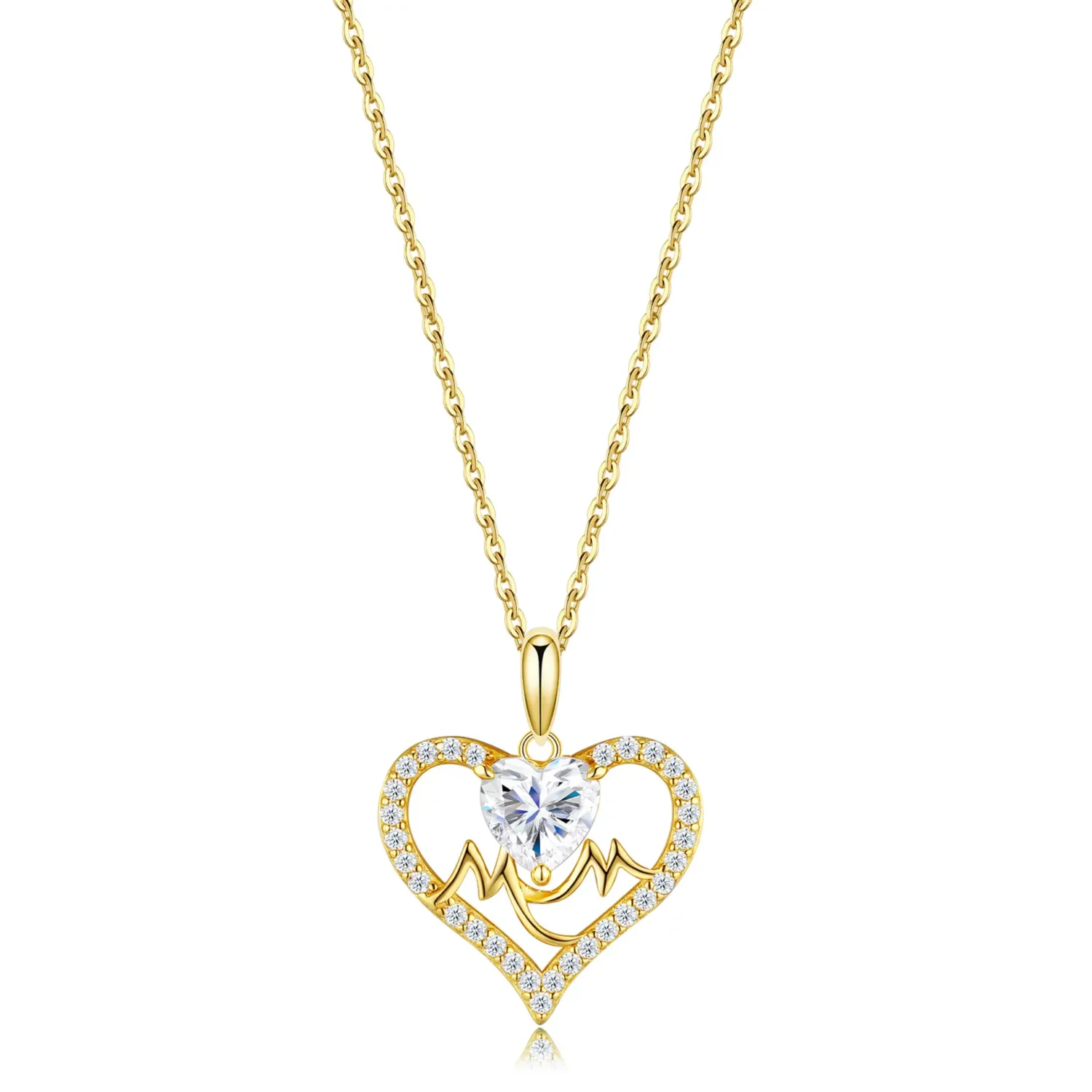 Elegant Silver Heart-cut Moissanite Necklace for Mom - Image 5