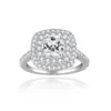 Fireful Double Halo Sterling Silver Cushion Moissanite Ring