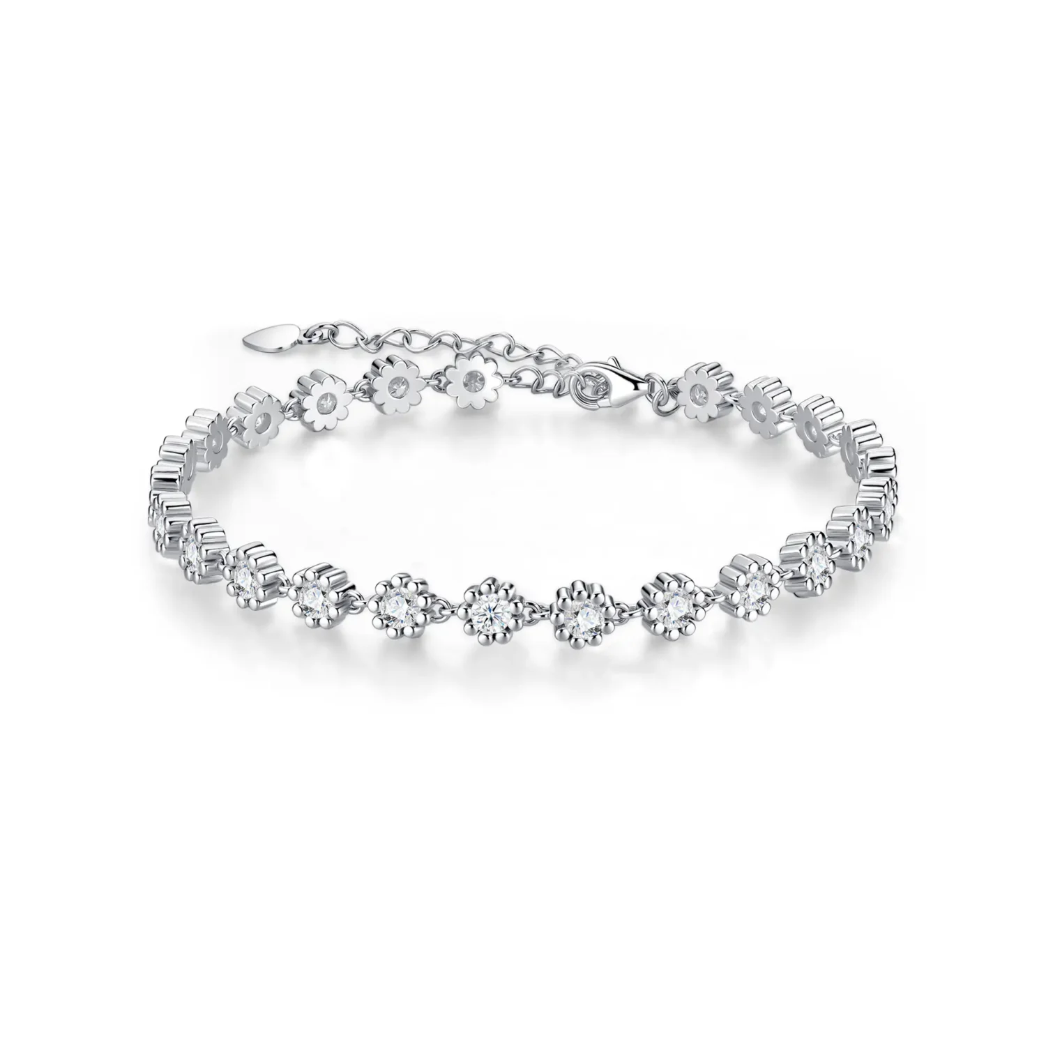 Flower Silver Moissanite Tennis Bracelet for Women