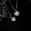 Heart-Shaped Silver 1-3 Carat Moissanite Necklace