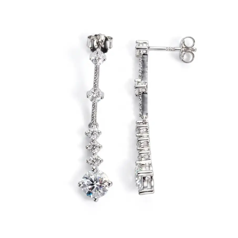 Luxury S925 Sterling Silver 1 Carat Moissanite Earrings