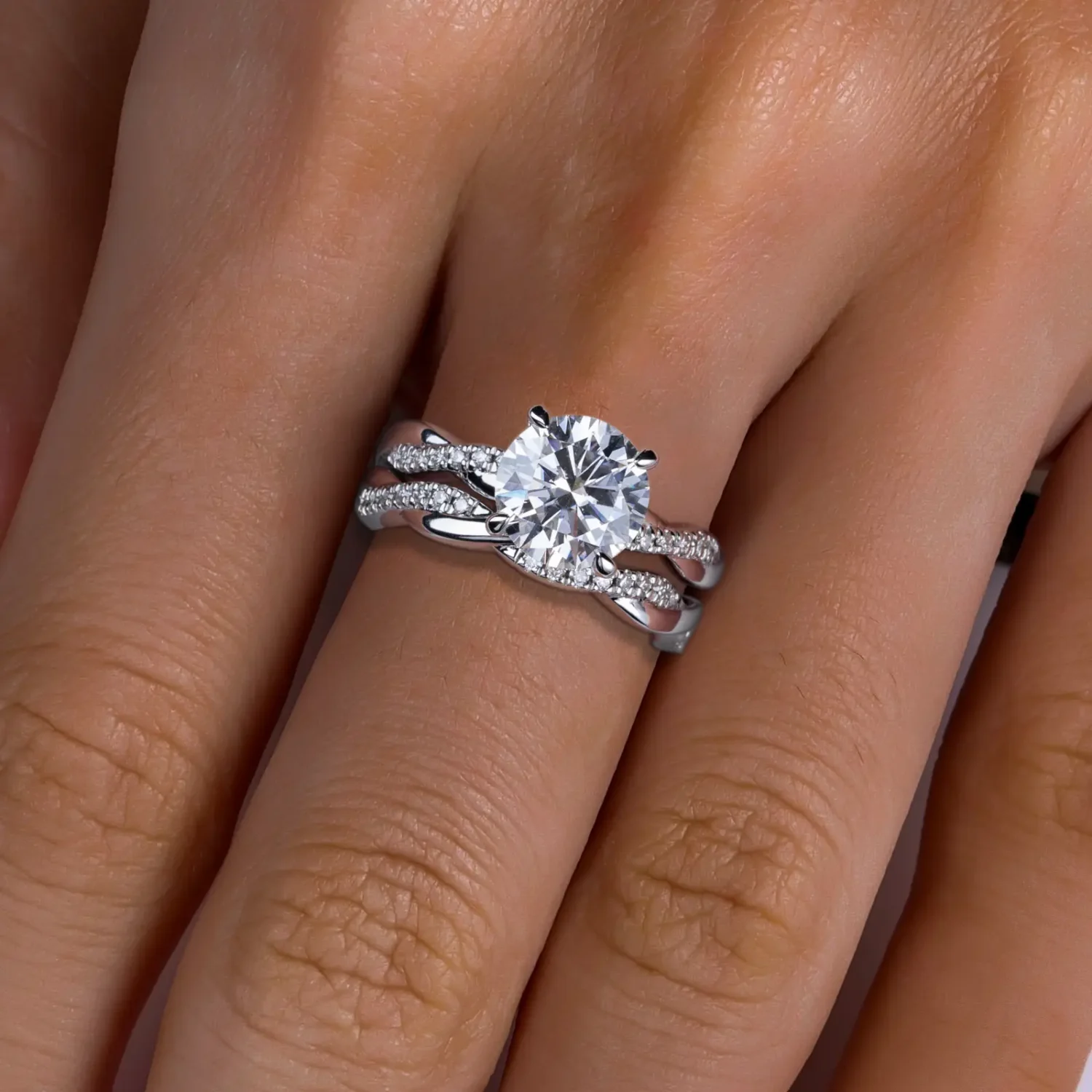 Alternative view of Luxury S925 Sterling Silver 3 Carat Moissanite Engagement Ring