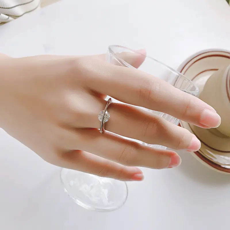 Alternative view of Planet 1ct S925 Sterling Silver Dainty Moissanite Ring