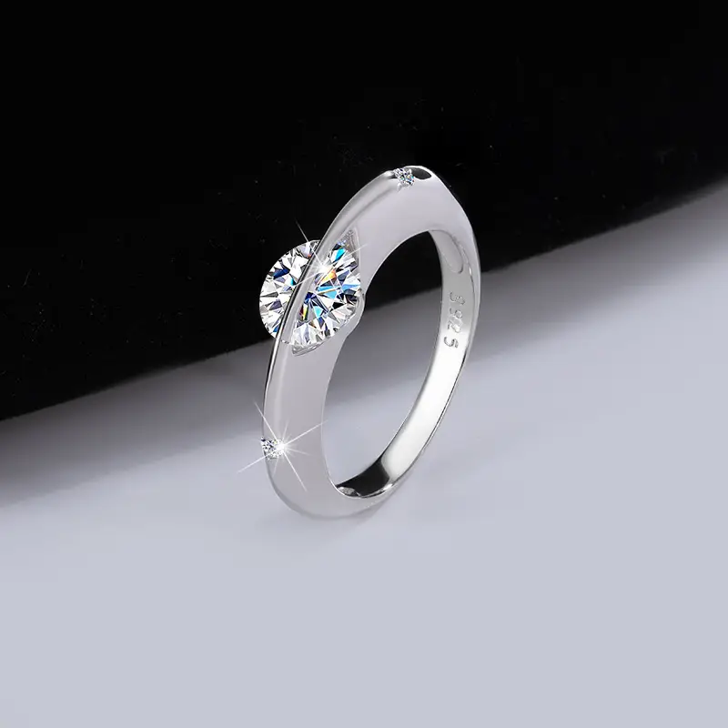 Planet 1ct S925 Sterling Silver Dainty Moissanite Ring