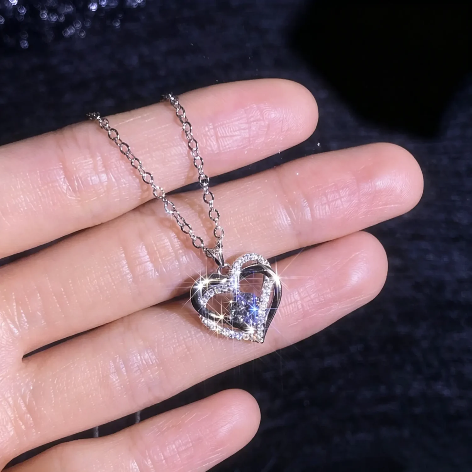 S925 Sterling Silver Heart Shaped 0.5ct Moissanite Necklace - Image 3