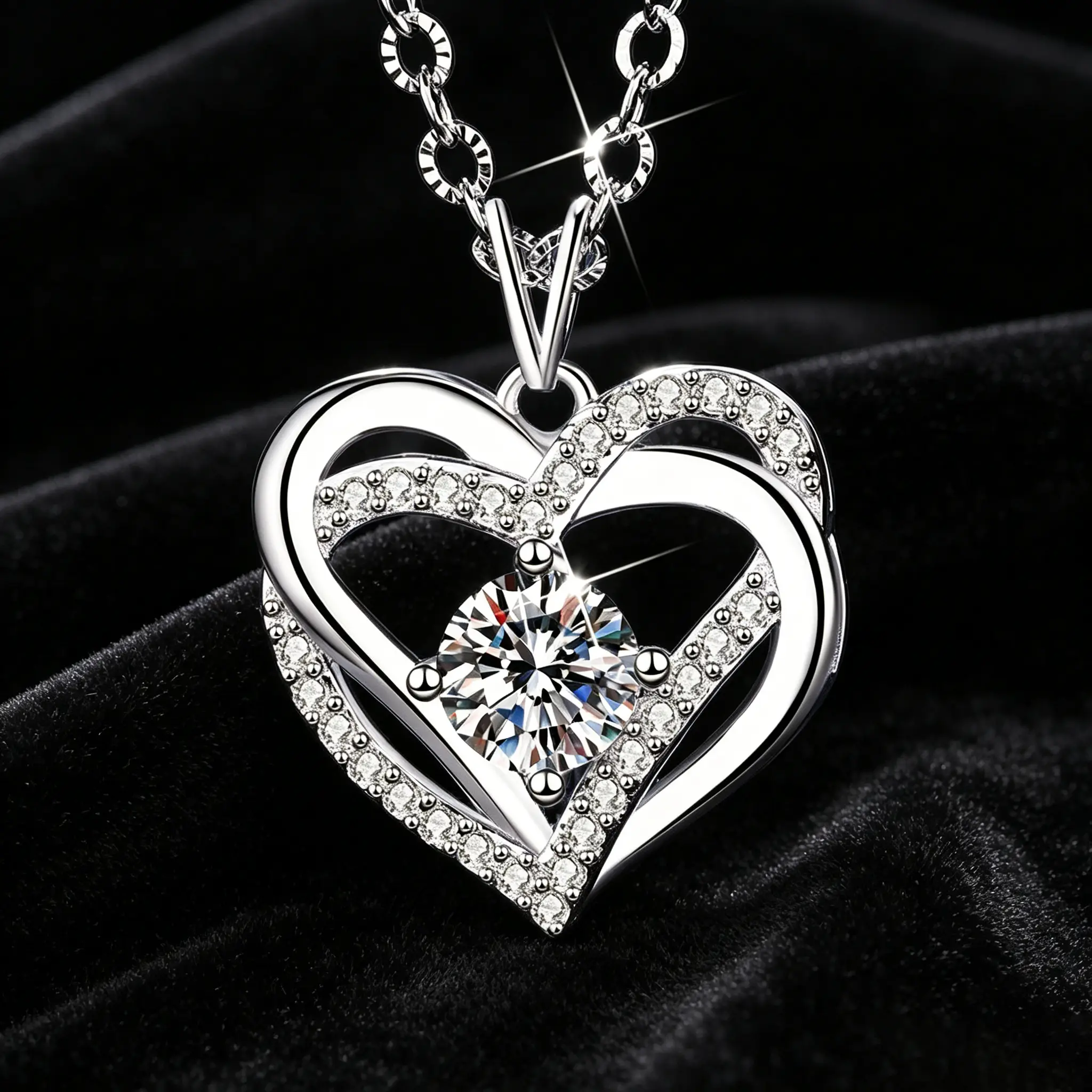 S925 Sterling Silver Heart Shaped 0.5ct Moissanite Necklace