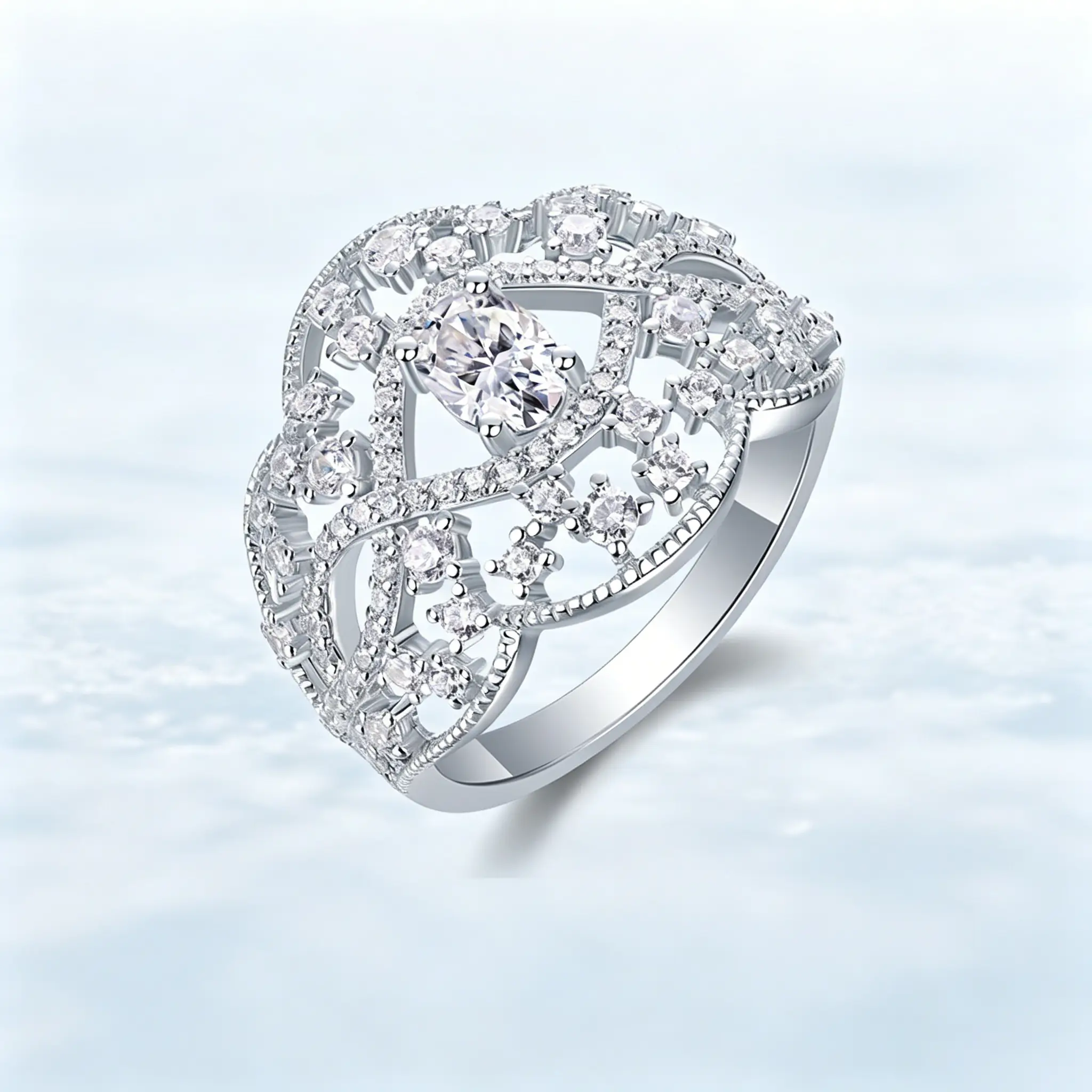 S925 Sterling Silver Moissanite Fashion Rings for Women
