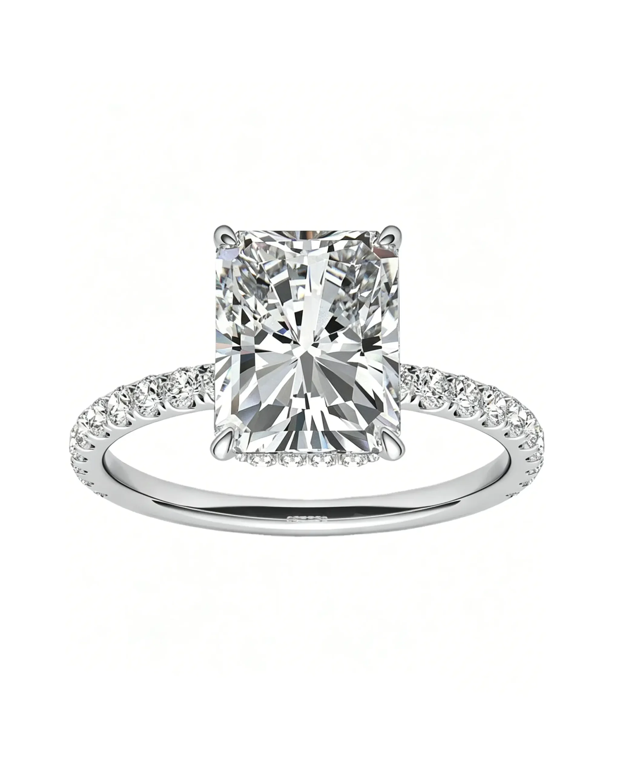 S925 Sterling Silver Radiant Cut 4ct Moissanite Ring